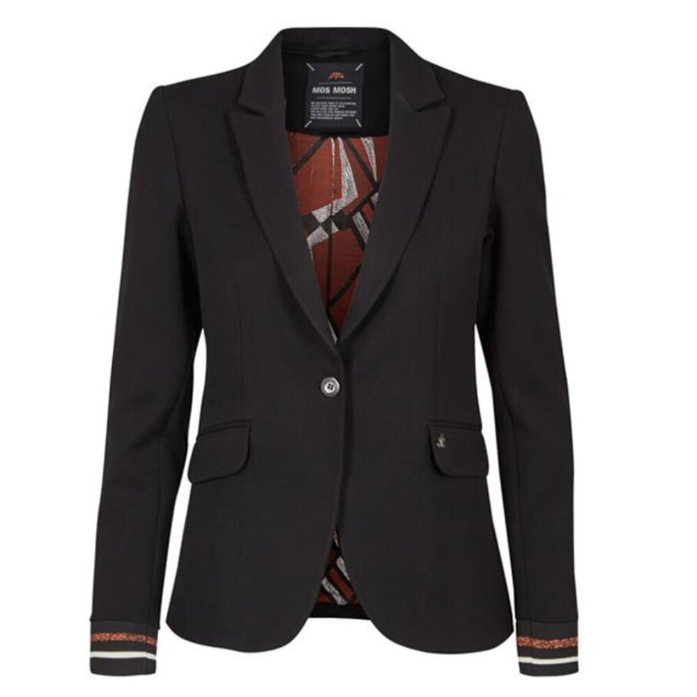 Mos Mosh Blake Celeb Blazer Womens EU 38 | US 6/8 Black Rib Knit Striped Cuffs - Picture 14 of 15